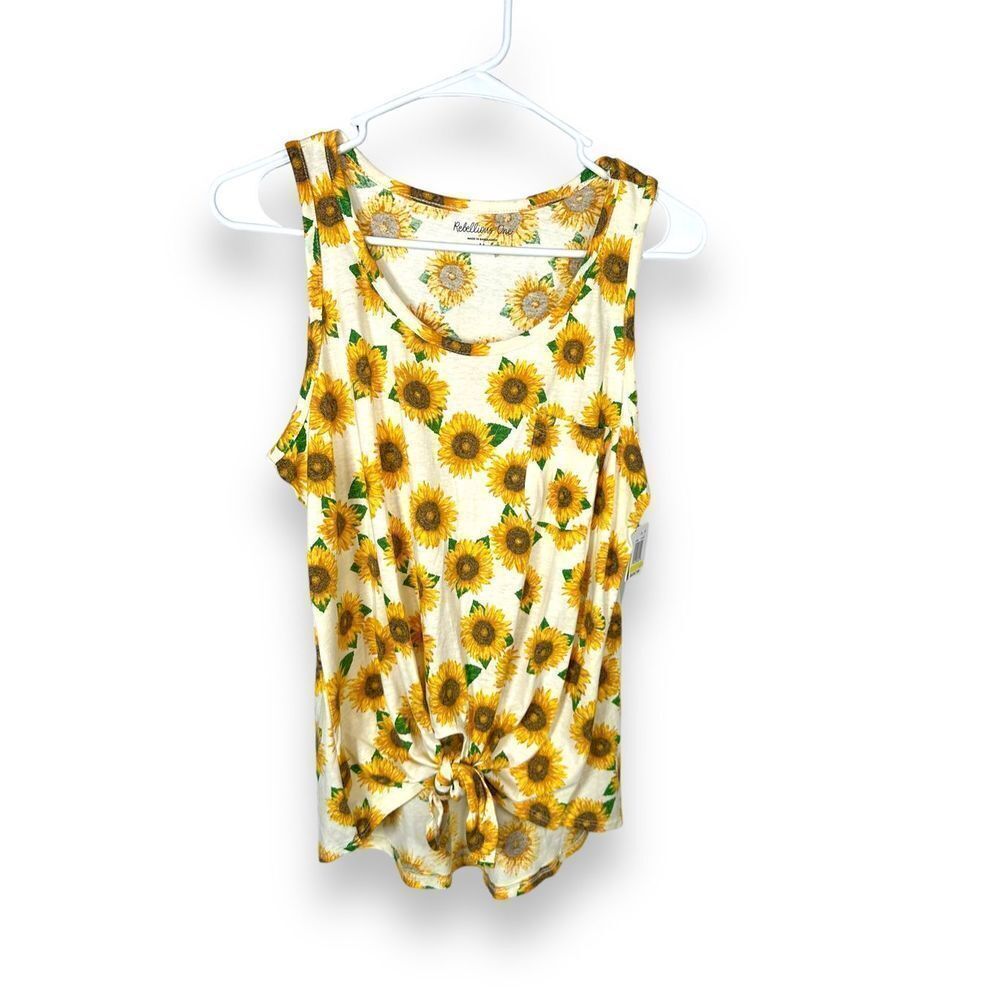 Sunflower Tie Front Tank Top Rebellious One NWT